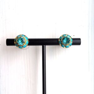 Gold and Blue Sparkling Studs